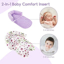 GFU Baby Car Seat Head Support for Newborn, 2 in 1 Infant Car Seat Head Body Support with Strap Pads, Soft Stroller Cushion Pillow Insert for Girls and Boys, Fits for Stroller, Swing, Purple Floral by TinyTreasures Baby Boutique