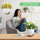 Hanging Planters for Indoor Outdoor Plants, 2 Pack Self Watering Hanging Pot with Drainage Holes, Removable Tray & 2 Kinds of Plant Hangers, 8'' Hanging Flower Pots for Home Garden Decor, White by CozyNest Decor