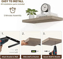 24 Inch Floating Shelves, 3D Textured Wood Grain, 24"x9.25"x1.5" Inch Deep Floating Shelves for Wall, Wooden Shelves for Bathroom, Bedroom, Living Room, Vintage Gray Oak by CozyNest Decor