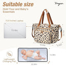 Diaper Bag Tote, Large Baby Diaper Bags for Travel, Hospital Bag for Labor Delivery with Pacifier Case, Changing Pad, Shoulder Strap, Leopard Print by TinyTreasures Baby Boutique