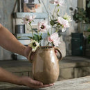 Brown Ceramic Vase with 2 Handles, Modern Farmhouse Decor, Rustic Terracotta Pottery, Decorative Flower Vases, Clay Small Vase, Centerpiece for Dining Table - 7 Inch Tall by GreenHaven Gardens