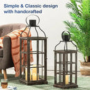 Glitzhome Farmhouse Oversized Wood Metal Lanterns Decorative Hanging Candle Lanterns Set of 2, Black (No Glass) by CozyNest Decor