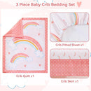 Viviland 3 Pieces Baby Bedding Set for Boy Girls, Baby Bedding Set for Newborn, Infant & Toddler - Rainbow by TinyTreasures Baby Boutique