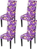 JQinHome Purple Halloween Chair Slipcover, Spider Web Chair Covers Set of 4, High Stretch Washable Chair Protector Cover for Dining Room, Kitchen,Home Party,Wedding Ceremony(Purple Candy,4PC) by CozyNest Decor
