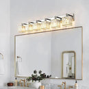 Modern 6-Light Chrome Crystal Bathroom Vanity Light Fixtures by CozyNest Decor
