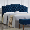 24KF Upholstered Button Tufted King Headboard with Nailhead Trim, Soft Velvet Fabric Headboard King/CA King - Navy by CozyNest Decor