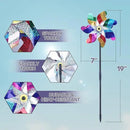 BATTIFE 10 Pack Sparkly Rainbow Pinwheels, Reflective Wind Spinner for Yard and Garden with Stakes, Decor Windmill to Scare Birds Away for Lawn and Patio