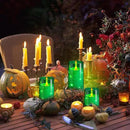 NURADA Flickering Flameless Candles: Built-in Star String Acrylic Battery Operated LED Pillar Candles with Remote and Timer for Home Party Weddings Christmas Halloween Decor -Green 3 Pack by CozyNest Decor