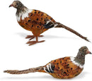 Nature Vibe Feathered Pheasant Decor Set of 2,Simulation Woodland Animals Figurines with Natural Pheasant Feathers as Fall Home Decor or Gifts for Autumn Harvest Festival by CozyNest Decor