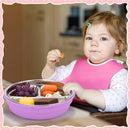 Nuogo 3 Pcs Stainless Steel Baby Suction Plates with Removable Silicone Shell 2-in-1 Metal Toddler Bowl Divided for Picky Eaters Kid Feeding Led Weaning Supply, Dishwasher Safe (Red Series) by TinyTreasures Baby Boutique