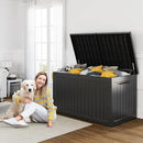 230 Gallon Resin Deck Box, Lockable Patio Outdoor Storage Box for Furniture, Garden Tools and Tools Storage, Waterproof Outside Storage Boxes - Black by CozyNest Decor