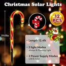 12 Pack Christmas Candy Cane Lights Outdoor Solar Pathway Lights Christmas Decorations Waterproof Driveway Walkway Markers Yard Garden Home Xmas Decor, 2-in-1 Rechargeable Solar Power by GreenHaven Gardens