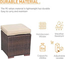 Patiorama 2 Pieces Assembled Outdoor Patio Ottoman, Indoor Outdoor All-Weather Dark Brown Wicker Rattan Outdoor Footstool Footrest Seat with Beige Cushions, No Assembly Required by CozyNest Decor