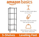 Amazon Basics 5-Shelf Tower Adjustable Storage Shelving Unit, Black, 16 D x 16 W x 54 H in by CozyNest Decor