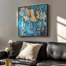 Framed Blue Modern Abstract Wall Art, Large Canvas Paintings Artwork for Walls, Minimalist Art Prints Pictures for Living Room, Hallway, Bedroom, Office, Bathroom Wall Decor -24x24 Inch by CozyNest Decor