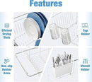Dish Drying Rack in Sink, Small Dish Drainers for Inside Sink, Over The Sink Dish Racks, Stainless Steel Drying Rack with Utensil Holder, White by CozyNest Decor