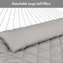 ANOW Double Rope Hammock with Stand 12FT, Heavy Duty Hammock with Polyester Pillow and Pad, 450 LBS Weight Capacity, Light Grey by GreenHaven Gardens