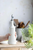 LYEOBOH Olive Oil Dispenser Bottle, Oil Dispenser for Kitchen, Ceramic Cooking Vinegar Dispensing Bottles with Spout, White by CozyNest Decor