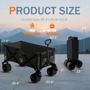Collapsible Wagon Cart with Silent All-Terrain Wheels, Foldable Heavy Duty Beach Wagon with 330LB,Folding Cart with Cup Holders and Brakes for Camping, Garden,Shopping,Sports Black by GreenHaven Gardens