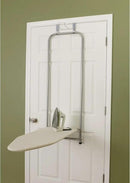Household Essentials 144222 Over The Door Small Ironing Board with Iron Holder, Natural Cotton Cover Silver by CozyNest Decor