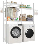 VEVOR Over The Washer and Dryer Storage Shelf, 4 Tier Laundry Room Drying Rack with Hanger Rod and Hooks, Adjustable Over Washer and Dryer Shelves, Laundry Room Shelf Storage Space Saver, White by CozyNest Decor