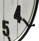 Large Old Town Farmhouse Wall Clock – 24 Inches Rustic Antique Wood with Metal Circle and Large Numerals, Silent Battery Operated Clock for Office, Kitchen, Bedroom, Living Room (Washed White) by CozyNest Decor