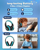 seenda Kids Bluetooth Headphones Boys, Kids Wireless Headphones with 85/94dB Volume Limited, 45H Playtime, 3 Lighting Modes, Built-in Mic, Over Ear Headset with Aux Cord for iPad/Tablet/Travel/School by TinyTreasures Baby Boutique