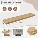 36 Inch Floating Shelves, 8 Inch Deep Floating Shelves for Wall, Hanging Shelf with Invisible Brackets, Deep Shelves for Bathroom, Bedroom, Living Room, Oak, Set of 2