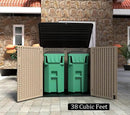 HOMSPARK Storage Shed Weather Resistance, Multi-Purpose Outdoor Storage Cabinet for Backyards and Patios, Horizontal Storage Shed for Lawnmower, Patio Accessories (Coffee, X Large - 48 cu.ft) by GreenHaven Gardens