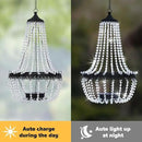 Hanging Solar Chandelier Outdoor, 30 Cool White Lights Acrylic Clear Beaded Chandelier with S Hooks Modern Lantern for Garden Yard Patio Gazebo Decorations, 28”H by CozyNest Decor