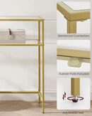 VASAGLE 39.4 Inch Console Sofa Table, Modern Entryway Table, Tempered Glass Table, Metal Frame, 2 Shelves, Adjustable Feet, for Living Room, Hallway, Gold Color ULGT025A01 by CozyNest Decor