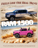 Licensed Ram 1500 12V Ride on Toys, Kids Ride on Car with Remote Control, Electric Vehicle for Toddler with Smooth Start, Pickup Truck Bed Storage, Spring Suspension, Aux Port (Pink) by TinyTreasures Baby Boutique