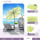 Midtown Umbrellas The Lean 9 Feet Outdoor Umbrella With Terylast Pear Stripes (Green/White Stripes) Polyester Fabric - Auto-Tilt Aluminum Frame Patio Umbrella For Deck, Garden, Pool - Black Pole by GreenHaven Gardens