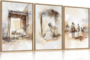 HPINUB Jesus Easter Framed Canvas Wall Art Set,Large Religious Christian Bible Verse Wall Decor,Resurrection Sunday Artwork for Living Room,Church Christian Easter Gift-16"x24"x3 by CozyNest Decor
