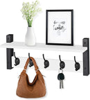 Sorbus Coat Hooks Wall Mount with Shelf – 24 Inch Coat Rack Wall Mount with 5 Heavy Duty Hooks – Floating Wall Shelf with Hooks for Entryway, Bathroom, Bedroom, Kitchen, or Mudroom (White) by CozyNest Decor