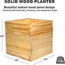 Excello Global Products Wooden Planter Box Set with 10' String Light Pole - 14"x14", Ready to Assemble. by GreenHaven Gardens