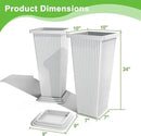 FENCY Set of 2 Tall Planters for Outdoor Plants, 24 Inch Large Tapered Pots with Drainage Trays, Weather-Resistant Plastic Plant Containers for Patio, Porch, Garden, Front Door Decor,White, Striped by CozyNest Decor