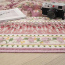 2x6 Runner Rug Impressionist-Style Vintage Kitchen Rugs Non Slip Washable Soft Carpet Runner for Kitchen Laundry Bedroom Bathroom, Pink by TinyTreasures Baby Boutique