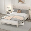 Full Size Bed Frame with Wingback Headboard, Upholstered Platform Bed Frame with Diamond Tufted Headboard & Lights, Wood Slat, Easy Assembly, Noise-Free, No Box Spring Needed, Beige by CozyNest Decor