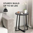 Round End Table, Small Side Table Grey Color MDF Top, Metal Frame Black, Tall End Side Table for Bed Room, Coffee Tea End Table for Living Room(Round Grey) by CozyNest Decor