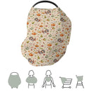 Thanksgiving Turkey Pumpkins Car Seat Covers Vintage Autumn Leaves Stretchy 5-in-1 Cover Adjustable Infant Carseat Cover Canopy Fall Harvest Breathable Nursing Cover-Up by TinyTreasures Baby Boutique