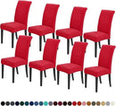 Joccun Chair Covers for Dining Room Set of 8, Dining Chair Slipcovers Stretch Dining Room Chair Covers Seat Protector,Washable Parsons Chair Cover for Home,Hotel,Banquet(Ruby,8 Pack) by CozyNest Decor