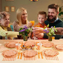 350 Pcs Orange and White Gingham Party Supplies - Orange Gingham Paper Plates and Napkins Sets Serve 50 - Scalloped Checkered Plates for Birthday Picnic Fall Halloween Thanksgivng Party Decorations by CozyNest Decor
