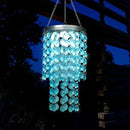 Hanging Solar Lantern Outdoor, 2 Tiers 21” Solar Blue Acrylic Beaded Chandelier with Cool White LED S Hooks for Garden Yard Patio Gazebo Outside Decor by CozyNest Decor