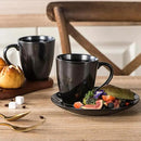 vicrays Coffee Mug Set, 12 Ounce, Ceramic Mug for Men, Women, Unique Glazed Mugs with Handle for Coffee, Tea, Milk, Cocoa, Cereal - Set of 6 Black by CozyNest Decor