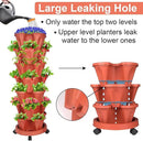 DUNCHATY Stackable Planters 7 Tier Vertical Garden Planting Tower Planters Strawberry, Herb, Flower, and Vegetable Planter Indoor Outdoor Gardening Pots with Removable Wheels and Tools by GreenHaven Gardens
