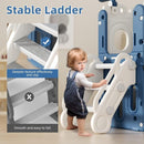8 in 1 Toddler Slide and Climber Playset Indoor Outdoor Kids Slide with Basketball Hoop,Telescope, Storage Space, Freestanding Backyard Playground for Toddler Age 1-3, Blue by TinyTreasures Baby Boutique