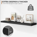 Fun Memories Floating Shelves - 12 Inch Rustic Wooden Wall Shelves - Extra Deeper & Thicker Wall Mounted Storage Shelf for Living Room, Kitchen, Farmhouse - 48" W x 12" D x 1.8" H - Rustic Black by CozyNest Decor