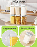 Ankou Airtight Food Storage Container with Pop Lid & 130ml Scoop, 4L/4.2qt *4 BPA-Free Cereal, Rice, Flour, Pasta & Snack Container, Stackable & Durable,Kitchen Pantry Organizer by TinyTreasures Baby Boutique