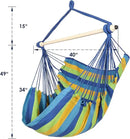 Highwild Hammock Chair Hanging Rope Swing - Max 500 Lbs - Steel Spreader Bar with Anti-Slip Rings - for Any Indoor or Outdoor Spaces (Blue Striped) by GreenHaven Gardens